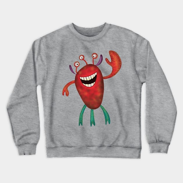 Happy Larry - friendly monster by Cecca Designs Crewneck Sweatshirt by Cecca